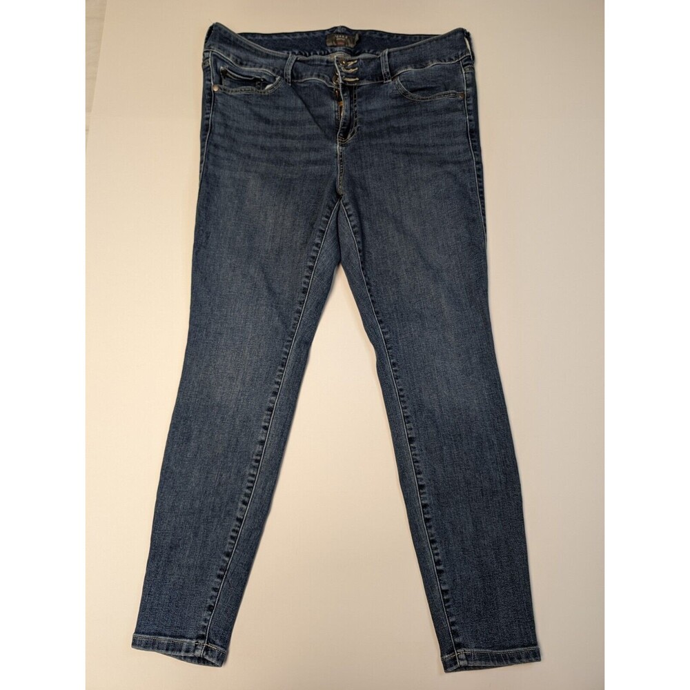 Torrid Feel The Fit Blue Super Soft Denim Jeggings Size 14R Zipper 3 Button Up